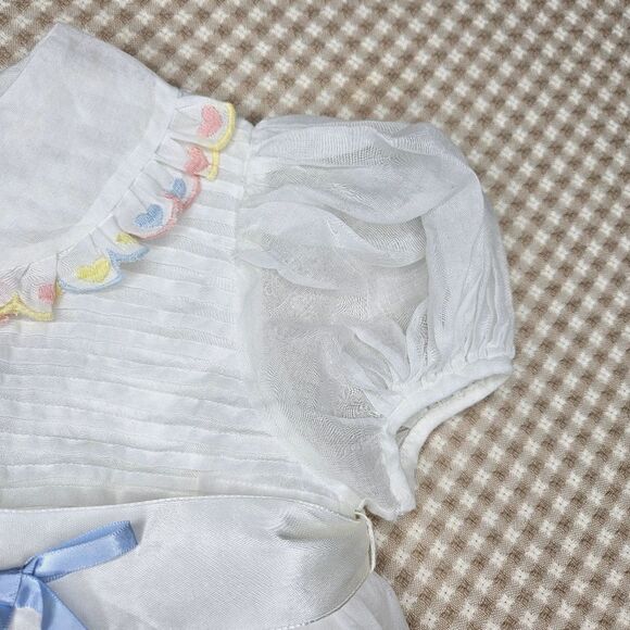 Leonarda Designs White Organza Overlay & Embroidered Cotton Puff Sleeve Dress - Picture 5 of 11